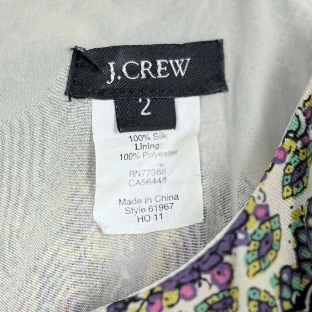 J Crew Cami Dress Sleeveless Silk 2 Short Mini Spring Boho Festival Summer Party - Picture 4 of 10